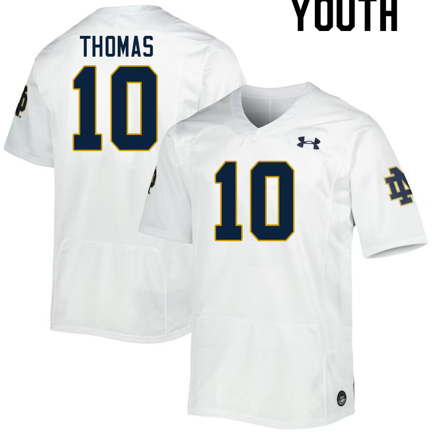 Youth #10 Loghan Thomas Notre Dame Fighting Irish College Football Jerseys Stitched-White